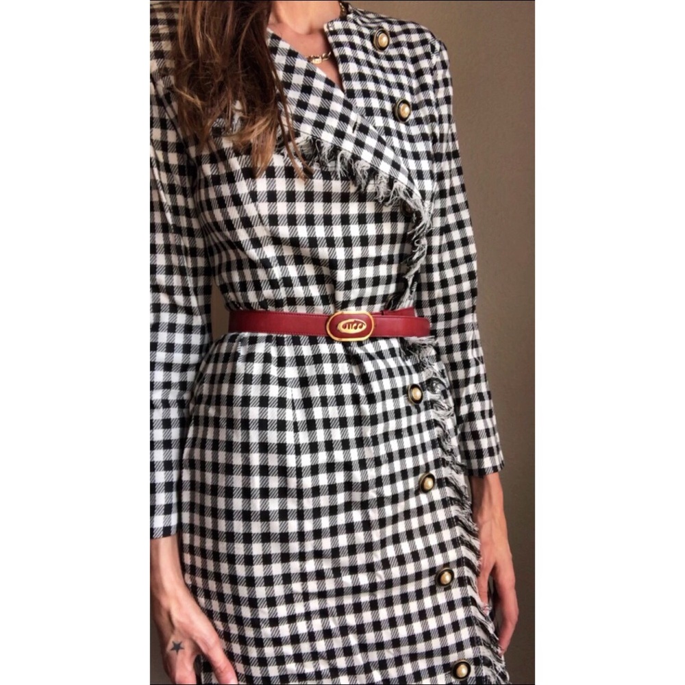 Vintage houndstooth button front dress - Picture 2 of 8